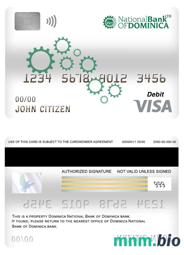 Dominica National Bank of Dominica bank visa debet karta przykład w formacie PSD